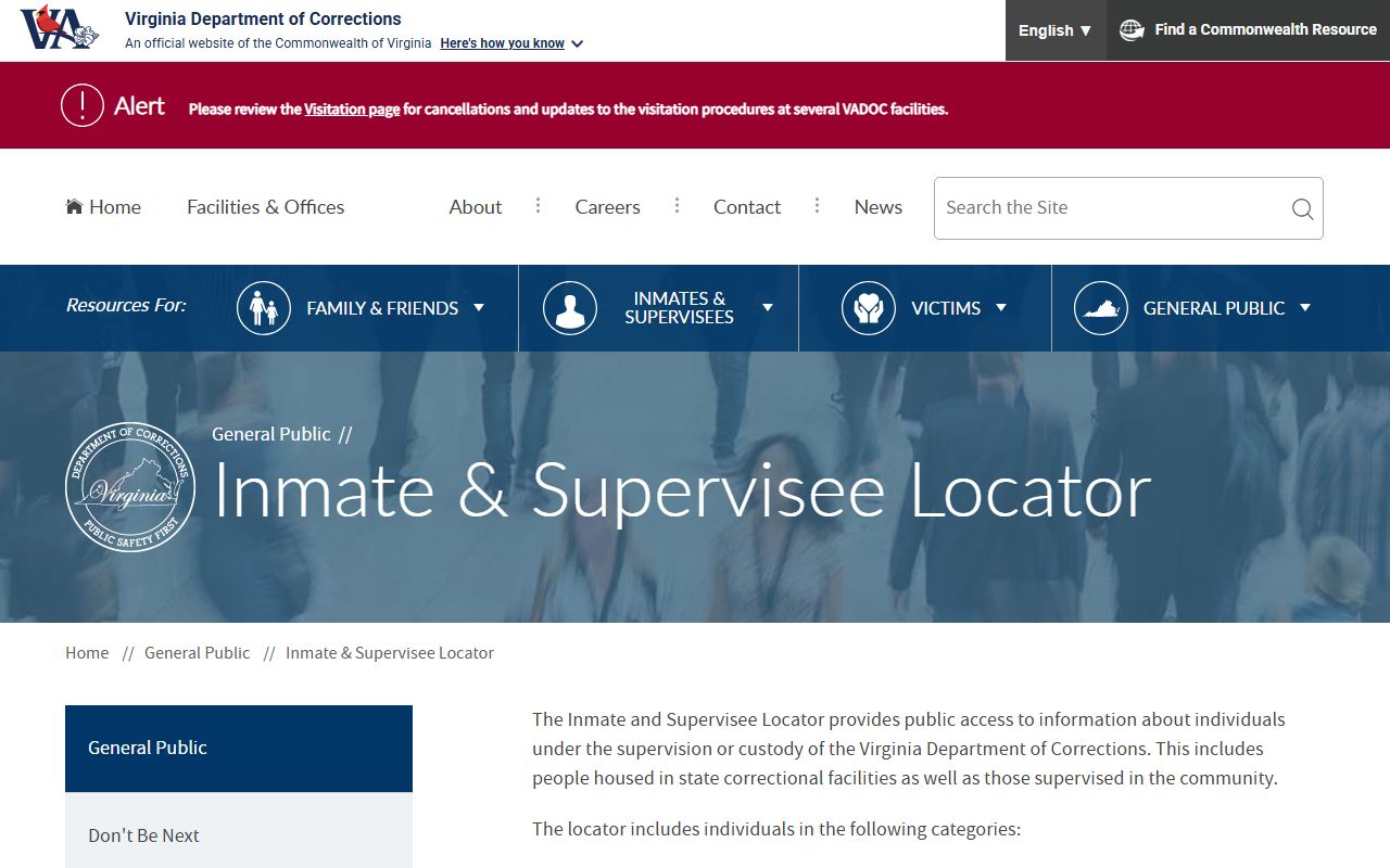 Fauquier County state inmate search through the VADOC locator